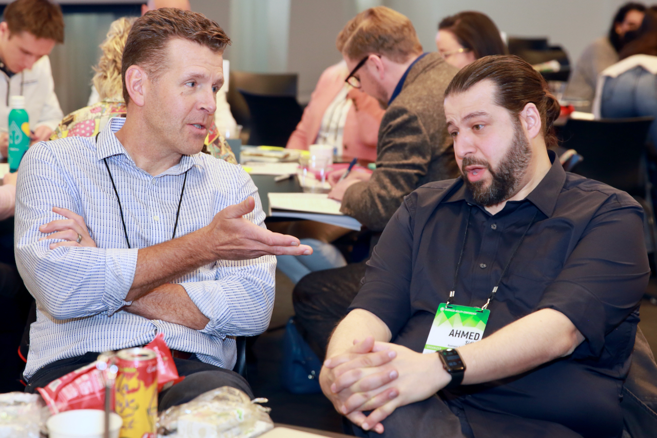 Photo of Pete in discussion during deep dive at Business Agility Conference 2022